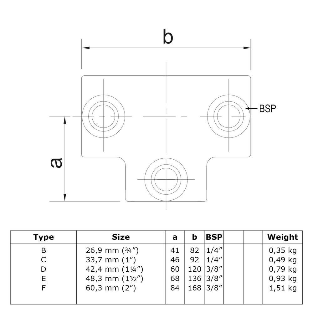 Doos Lang T-stuk-D / 42,4 mm (20 stuks)